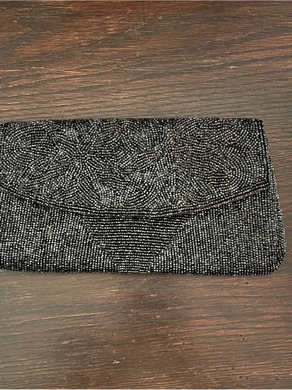 Vintage Schildkraut Black Beaded Clutch - Made in Japan